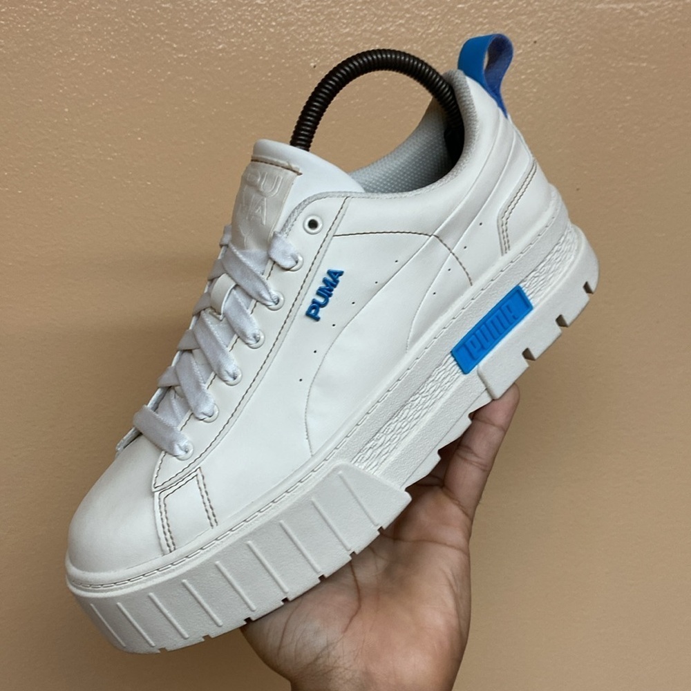 Puma Platform Mayze Infuse Pristine Chunky Sneakers “Cream Blue” - Picture 13 of 17